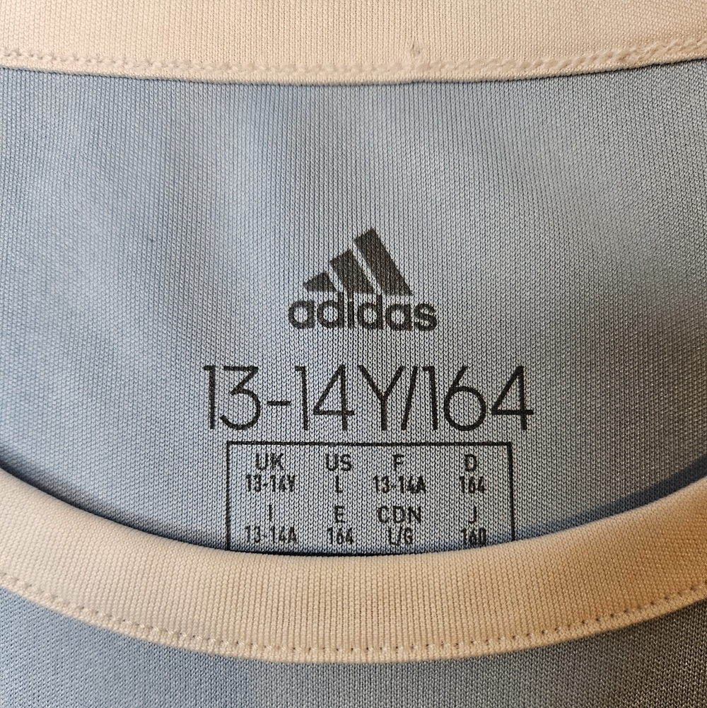 Adidas Kids Entrada Soccer Jersey Large (13-14yrs) Light Blue & White Youth Size - Picture 3 of 7